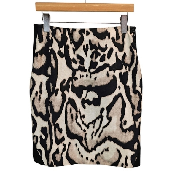 DVF Mae Mikado Leopard Pencil Skirt Wool & Silk Blend Size 10 Women's Black Knit - Picture 3 of 13